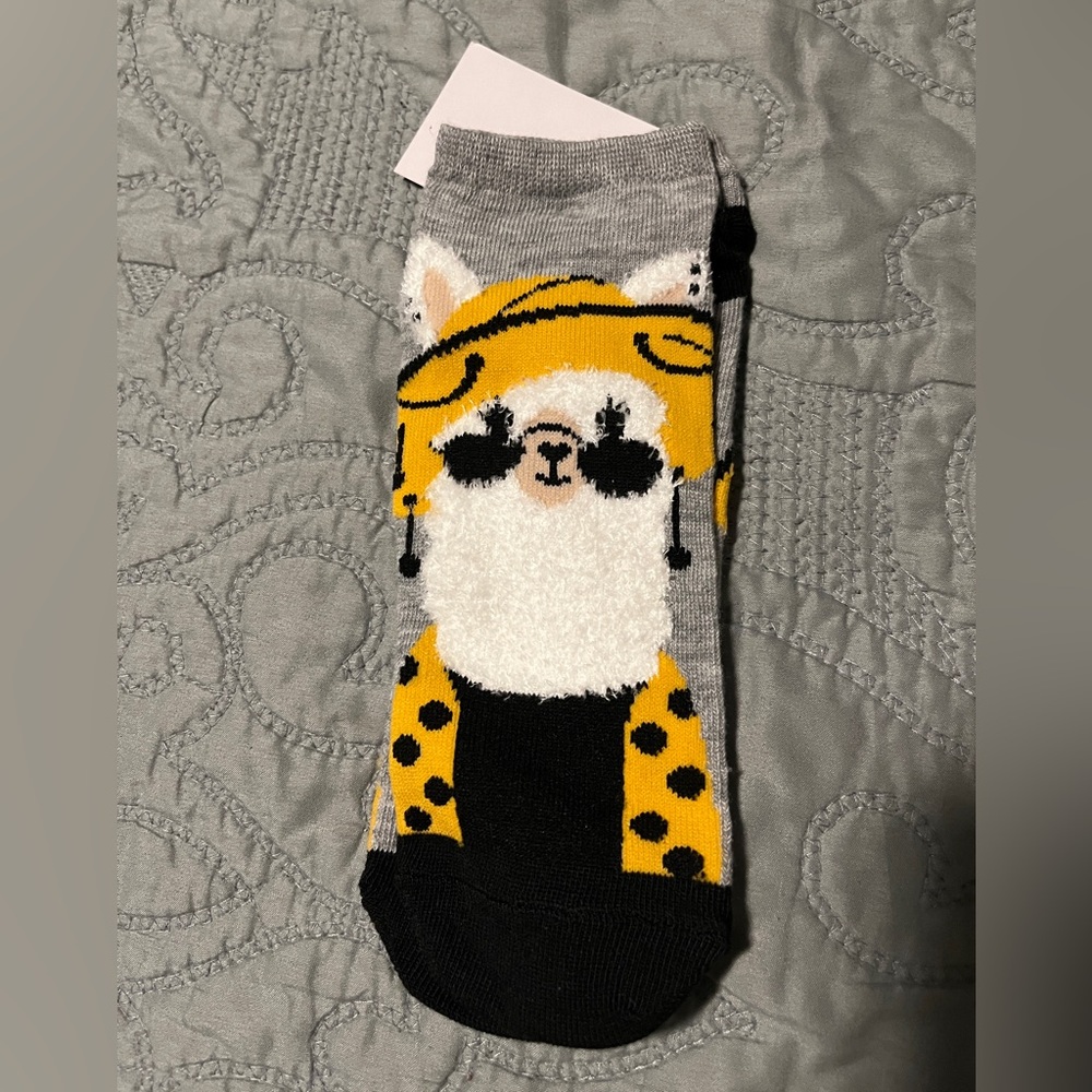 Xhilaration Yellow, Black, Gray Llama Ankle Socks